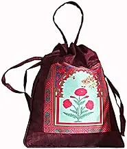 Swayam Faux Silk Draw String Closure Bag, Maroon, Gut03