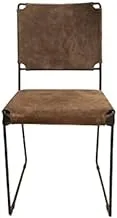 Dubai Garden Centre Iron Leather Chair, Brown