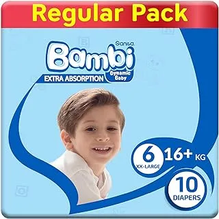 Sanita Bambi Baby Diapers Regular Pack Size 6, Xx-Large, +16 Kg, 10 Count