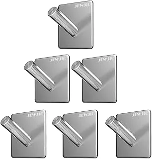 JEWJIO Wall Hooks Heavy Duty Adhesive Hooks Stainless Steel Hangers Nail Free Utility Hooks, Stick On Hook For Hanging Towel Cloth Calendar Available For Kitchen, Closet, Cabinet, Toilet, Ceiling,Door