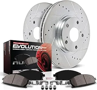 Power Stop K1970 Front Z23 Carbon Fiber Brake Pads With Drilled & Slotted Brake Rotors Kit