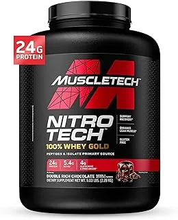 Muscletech, Nitro Tech, 100% Whey Gold, Whey Protein Powder, Double Rich Chocolate, 5.03 lbs (2.28 kg)