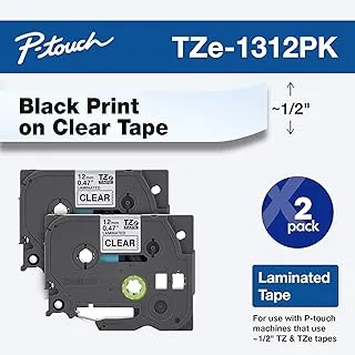 Brother Tape, Retail Packaging, 5 Inch, Black on Clear, 2 Pack (TZe1312pk)