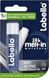 Labello Lip Balm, Moisturising Lip Care, Men Active, 4.8g