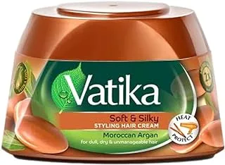 Vatika Naturals Moroccan Argan Styling Hair Cream | Shining, Conditioning & Heat Protect | For Dull, Dry & Unmanageable Hair - 210 ml