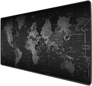 سجادة ماوس ألعاب SKY-TOUCH كبيرة مضادة للانزلاق وقاعدة مطاطية لخريطة العالم وحواف مخيطة للاعبين مكتب 35.4 × 15.7 × 0.12 بوصة