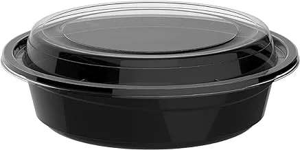 Cosmoplast 475 ml Pack of 10 RO16 Black Microwave Containers with Clear Lids