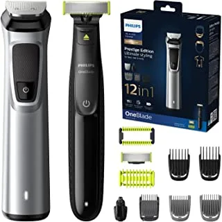 PHILIPS Multigroom series 9000 12 في 1 ، الوجه والشعر والجسم MG9710 / 93 ، فضي أسود وأخضر