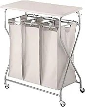 Whitmor Easy-Lift Triple Folding Table Laundry Sorter, W, Tan