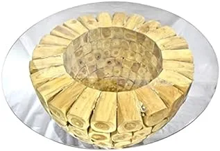 Dubai Garden Centre Round Coffee Table with Glass Top, 80 cm Diameter, Silver