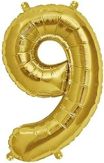 The Party Popper Number 9 Balloons, 40 inch Length, Gold