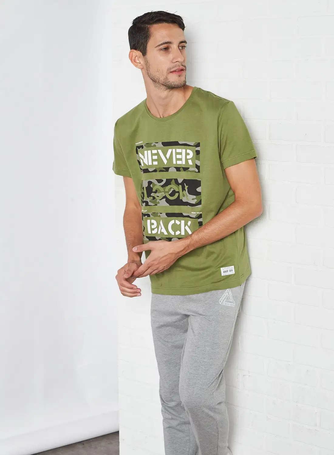 ABOF Never Look Back Short Sleeve T-Shirt Green/White/Black