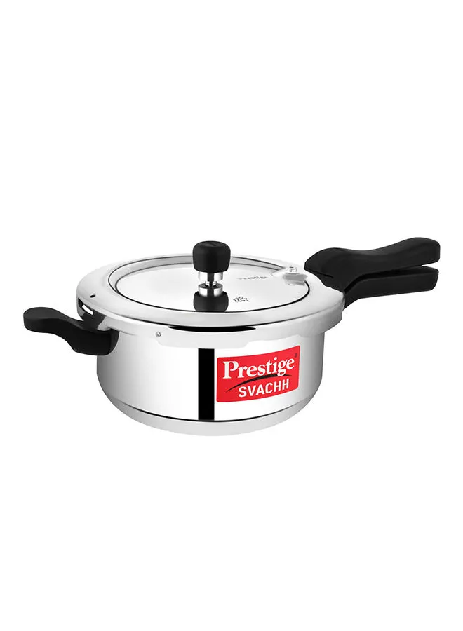 Prestige Stainless Steel Svachh Pressure Cooker 3.5 Liter Junior Deep Pan With Lid Silver/Black 3.5Liters