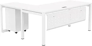 Mahmayi Figura 72-18L Modern Workstation - Multi-Functional MDF Desk with Smart Cable Management, Secure & Robust - Ideal for Home and Office Use (With Drawer)(180cm, White)