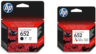 خرطوشة حبر أصلية سوداء HP 652 F6V25Ae & HP 652 خرطوشة حبر أصلية ثلاثية الألوان F6V24Ae