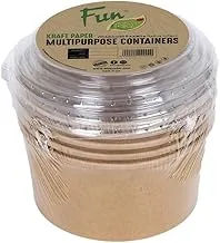 Fun® Green Track Kraft Paper Multipurpose Containers w/Clear Lids - 500ml Pack of 6