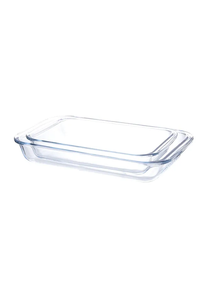 TALIONA 2-Piece Rectangle Glass Baking Dish Set Clear 1/1.6Liters