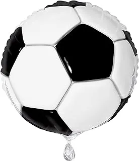 Unique 3D Football Foil Balloon, 18-Inch Size, White/Black