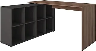 Artany Nero Corner Desk, Ipê Brown with Black - W 140 cm x D 60 cm x W 130 cm x D 40 cm x H 75 cm, 7899805412070, 1