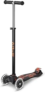 Scooter Maxi Micro Deluxe LED Black/Orange Shine bright like a star