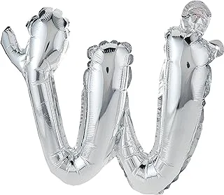 The Party Popper Script Letterw' Foil Balloon, Silver