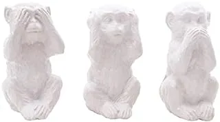 Dubai Garden Centre IL Eyes Covering Ceramic Monkeys Sculpture, White