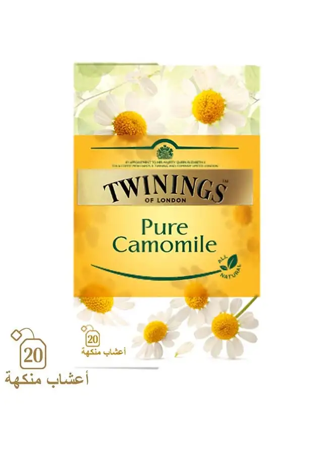 Twinings Pure Camomile Tea, Luxury Tea Blend, Made With All Natural Ingredients 20 Bags 20grams