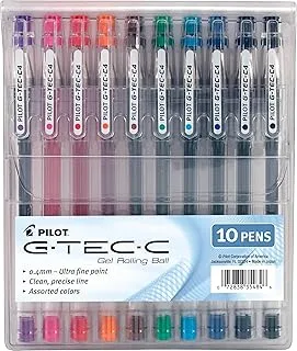 أقلام كرة دوارة جل G-Tec-C من Pilot G-Tec-C ، نقطة رفيعة للغاية ، ألوان متنوعة ، 10 عبوات من الحقيبة (35484)