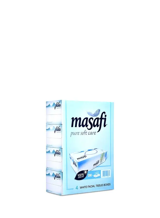 Masafi Pack Of 4 2 Ply Facial Tissue White 200 Sheets