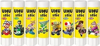 UHU STIC, The Proven Glue Stick - Glues strongly, quickly and permanently, without solvent, 8.2g, Set of 8, White