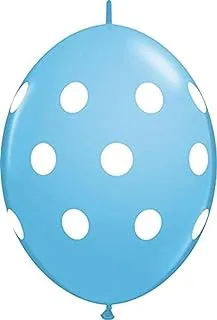 Qualatex Big Polka Dots Printed Qlink Party Balloons 50-Pieces, 12-Inch Size, Pale Blue