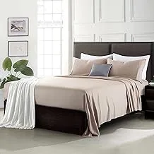 Ibama 100% Bamboo Bed Sheet Set With Pillowcases 4 Pieces Including 1 X Fitted Sheet 2 X Pillow Covers 1 X Flat Sheet Breathable And Machine Washable Queen Size, Light Brown 02, Bsheet-Queen02