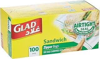 Glad Zipper Food Storage Sandwich Bags Size 14.4cm x 16.5cm 100pcs