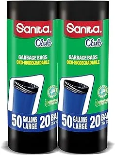 Sanita Club Garbage Bags Twin Pack Roll, 50 Gallons Large, 40 Bags