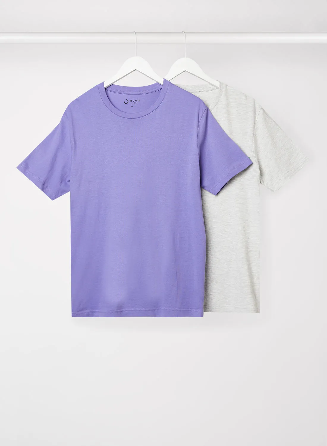 Noon East 2 Pack Basic Crew Neck T-Shirt Purple & Grey