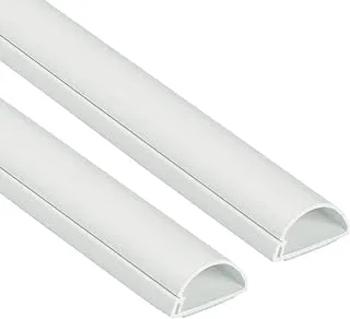 Royal Apex 1 Meter White Floor PVC Trunking With Self Adhesive Red Sticker Wall Cord Cover Cable Concealer On-Wall Wire Cover Paintable Cable Management - Pack of 2 (16x65MM, White)