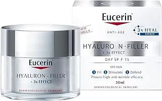 Eucerin Hyaluron Filler Anti-Aging Face Day Cream with Hyaluronic Acid, Plumps up Deep Wrinkles, UVA & UVB Protection, SPF 15, Moisturizer for Dry Skin, 50ml