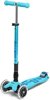 Scooter Maxi Micro Deluxe LED Foldable Light Blue Fold and go