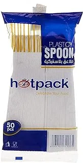 Hotpack Disposable Cutlery Plastic Desert Spoon White, 50 Pieces