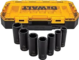 DEWALT DWMT74736 Tough Box 7PC SAE 1/2 Deep Drive Impact Socket Set