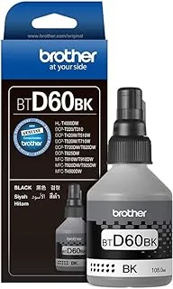 Brother Genuine BTD60BK Ultra High Yield Black Ink Bottle for Ink Tank Printers, 108 ml