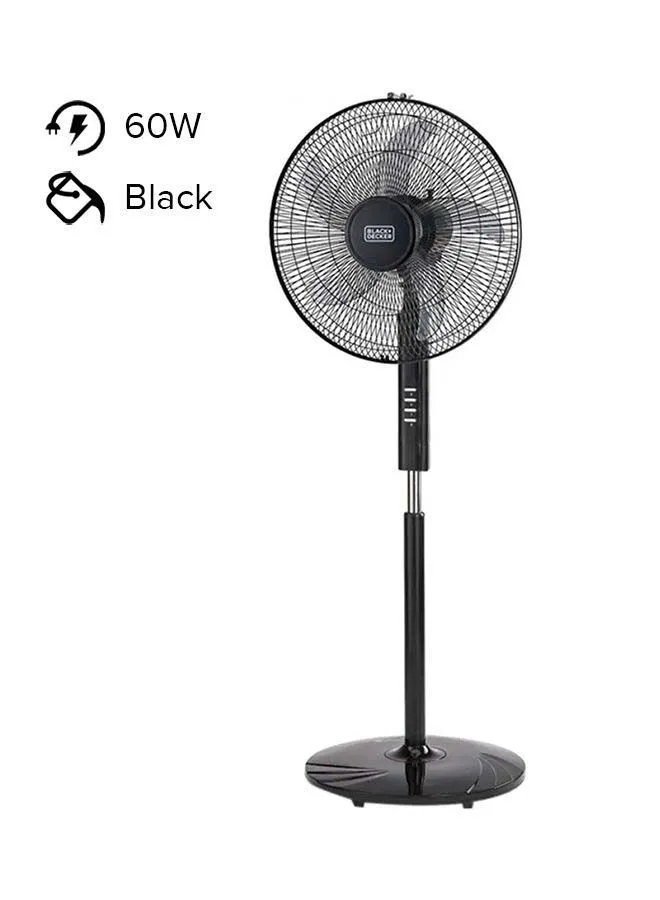 BLACK+DECKER 60W Stand Fan 16 Inch Diameter, 90° Wide Swing 3 Speeds Plus Modes And 5AS Blade, For The Perfect Temperature 60 W FS1620-B5 Black