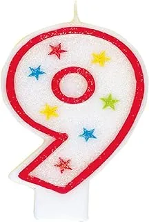 Unique Numerical 9 Glitter Candle With Cake Décor