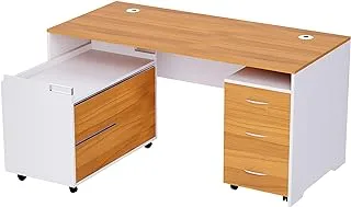 Mahmayi Zelda Contemporary Office Desk, 75 x 75 x 160 cm, Light Walnut/White, ZHM246-16L