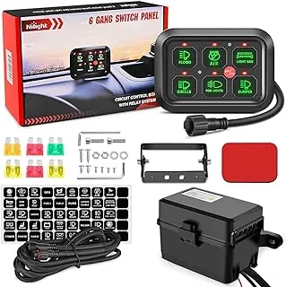 Nilight 6 Gang Switch Panel Universal Circuit Control Relay System with Fuse Wiring Harness Automatic Dimmable ON-Off LED Switch Pod for Cars Trucks Boats ATV UTV SUV, 2 Years Warranty