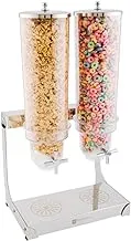 Restaurantware Cereal Dispenser, Dry Food Dispenser - 3 Liter - Two Compartments - Stainless Steel Body - 1ct Box - Met Lux - Restaurantware