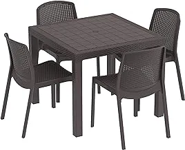 Cosmoplast Cedarattan 4 Seater Dining Set, Dark Brown