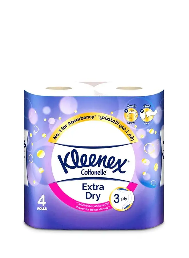 Kleenex Extra Dry 3ply Toilet Paper 4 Rolls White