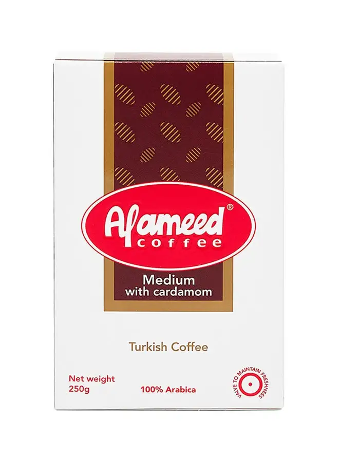 Al Ameed Turkish Medium Coffee With Cardamom 250grams