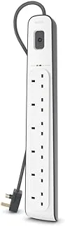 Belkin 6 Way/6 Plug Surge Protection Strip With 2 Meters Cord Length - Heavy Duty Electrical Extension Socket